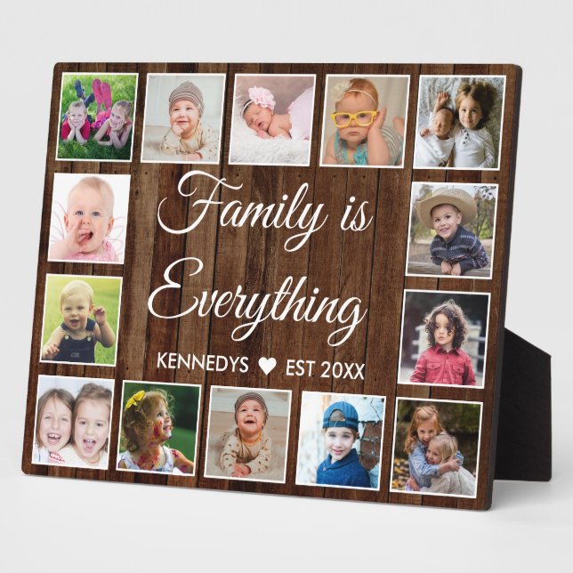 Plaque Photo Rustic Pallet Wood 14 Photo Collage Family Quote (Côté)