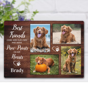 Plaque Photo Rustic Pet Memorial Empreintes de pattes personnal