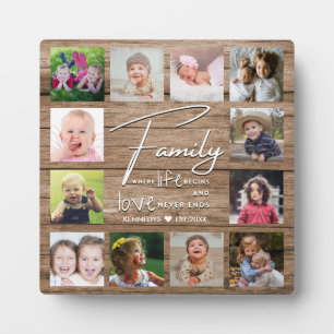 Plaque Photo Rustic Wood 12 Photo Collage Family Quote