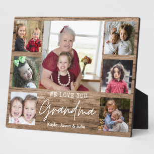 Plaque Photo Rustic Wood 7 Photo Collage We Love You Grand-mère