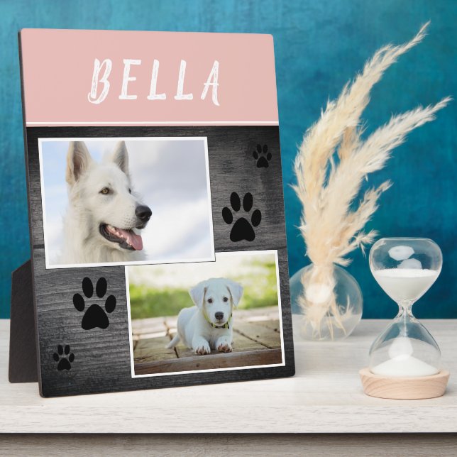 Plaque Photo Rustic Wood Empreinte de patte Animaux de compagni (Côté)