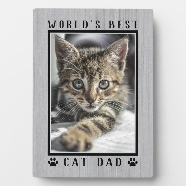 Plaque Photo Rustic World's meilleur chat papa Empreintes de pa (Devant)