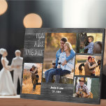 Plaque Photo Rustique 5 Photo Collage Vous êtes le bois gris<br><div class="desc">Plaque photo rustique que vous pouvez personnaliser avec 5 de vos photos préférées. Le design a un look gris et noir, rustique, en bois de pays, écrit avec des imprimés modernes surdimensionnés et typographie de script décontracté. Le libellé dit "vous êtes celui qui est" et le modèle est prêt à...</div>