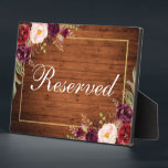 Plaque Photo Rustique Bois Bourgogne Mariage Réservé 5x7 Tablea<br><div class="desc">Bois rustique Aquarelle Floral Bourgogne Marsala Gold Frame Mariage Réservé 5x7 Table Plaque</div>