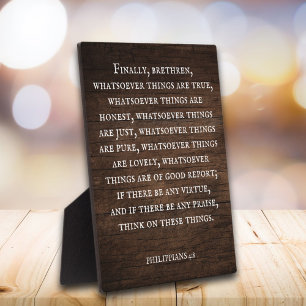 Plaque Photo Rustique Inspiration Bible Verse Philippiens 4:8