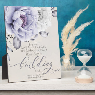 Plaque Photo Rustique Lilac et Albâtre Peony Floral