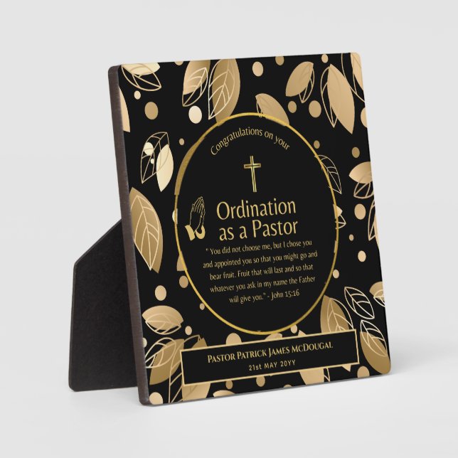 Plaque Photo Sacré Nouveau Ordonné Pasteur Bible Verse Personna (Recto)