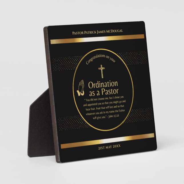 Plaque Photo Sacré Pasteur nouvellement ordonné Cadeau personna (Recto)