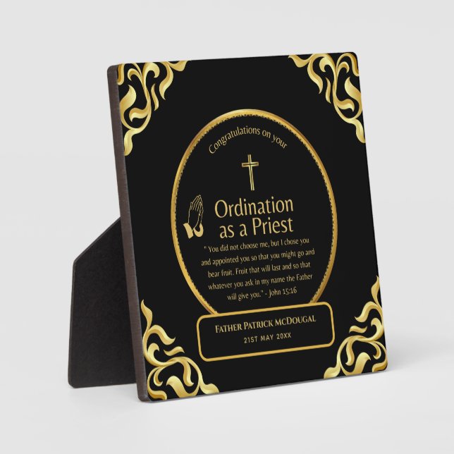Plaque Photo Sacré Prêtre Cadeau Pasteur diacre Ordination pers (Recto)