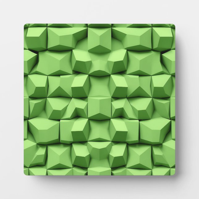 Plaque Photo Sage Green 3D Geometric Cube Pattern (Devant)