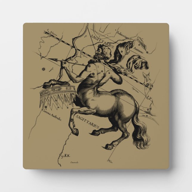 Plaque Photo Sagittarius Constellation Carte Engraving Hevelius (Devant)