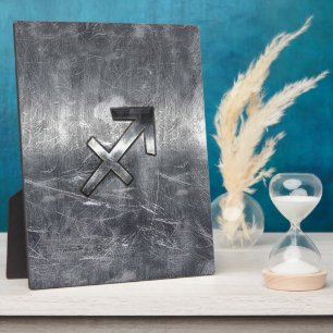 Plaque Photo Sagittarius Zodiac Sign Distressed Steel