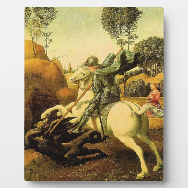 Plaque Photo "Saint George et le dragon" de Raphaël (vers 1505) (Devant)