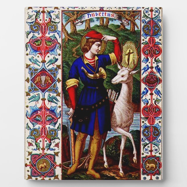 Plaque Photo Saint Hubert de Liège avec le cerf  (Devant)