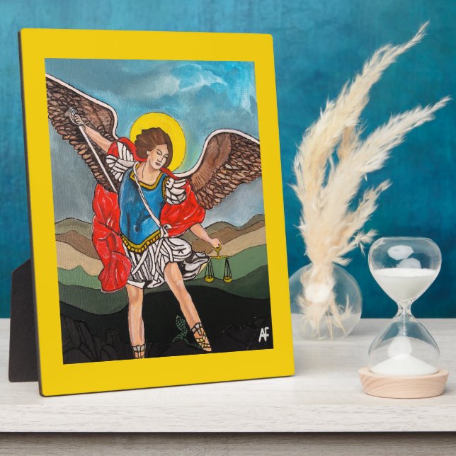 Plaque Photo Saint Michael the Archangel Painting by Alfred Fox (Côté)