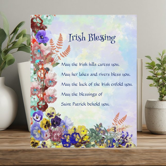 Plaque Photo Saint Patrick's Day Irish Blessing Floral Collage (Saint Patrick's Day Irish Blessing Floral Collage Plaque)