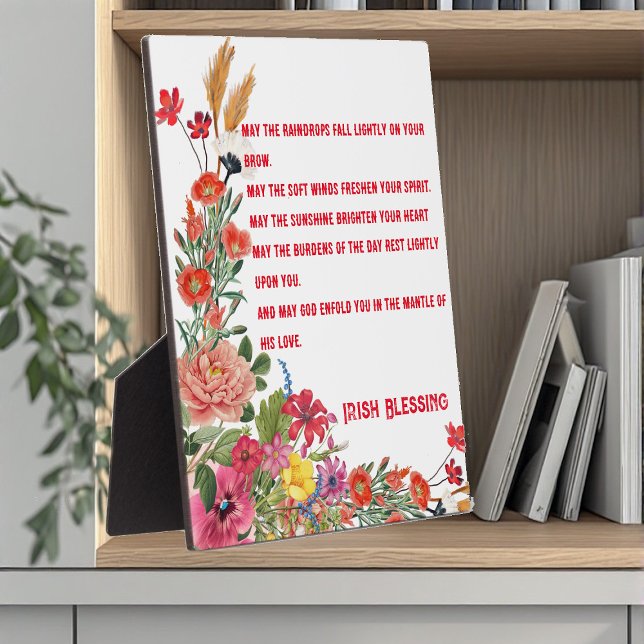 Plaque Photo Saint Patrick's Day Irish Blessing Floral Collage (Saint Patrick's Day Irish Blessing Floral Collage Plaque)