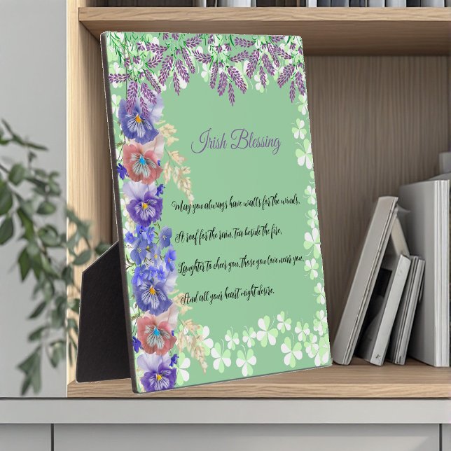 Plaque Photo Saint Patrick's Day Irlandais bénédiction Shamrock (Saint Patrick's Day Irish Blessing Shamrock Clover Plaque)