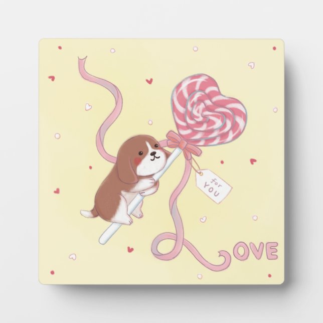 Plaque Photo Saint Valentin : Beagle & Lollipop (Devant)