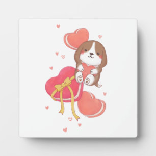 Plaque Photo Saint Valentin : Beagle & Macarons