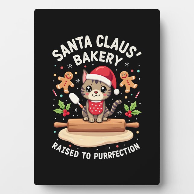 Plaque Photo Santa Claus Bakery Kneaded To Purrfection Christma (Devant)