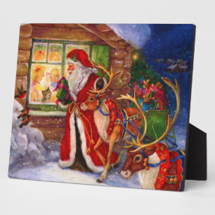 Plaque Photo Santa claus et rudolph