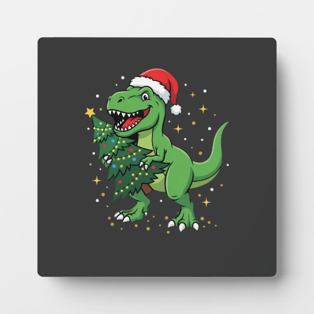 Plaque Photo Santa T Rex Dinosaure de Noël (Devant)