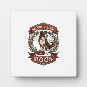 Plaque Photo Sauver tous les chiens Couronne florale ruban pour
