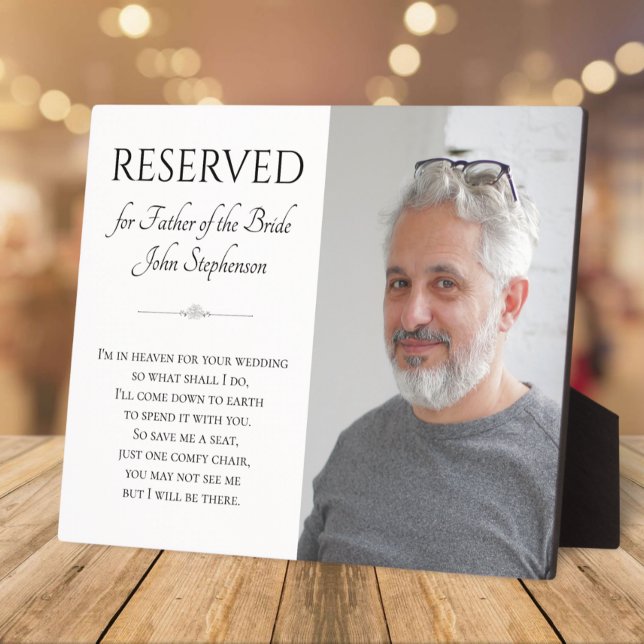 Plaque Photo Sauver une place Père de la mariée Photo Mémorial  (Créateur téléchargé)