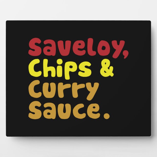 Plaque Photo Saveloy, chips & Curry Sauce. (Devant)