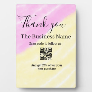 Plaque Photo Scannez le QR pour nous suivre merci code de réduc