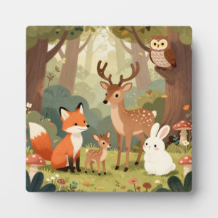 Plaque Photo Scène de nurserie d'animaux mignons de la forêt