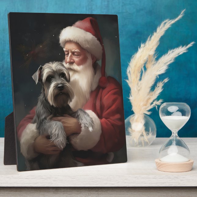 Plaque Photo Schnauzer avec Noël Festif du Père Noël (Côté)