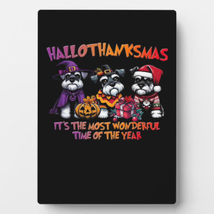 Plaque Photo Schnauzer Halloween Thanksgiving Noël Classique