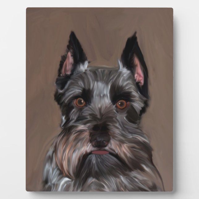 Plaque Photo Schnauzer Miniature peinture couleur de l'eau (Devant)