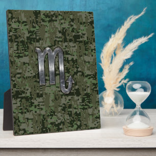 Plaque Photo Scorpio Zodiac Sign Woodland Digital Camo