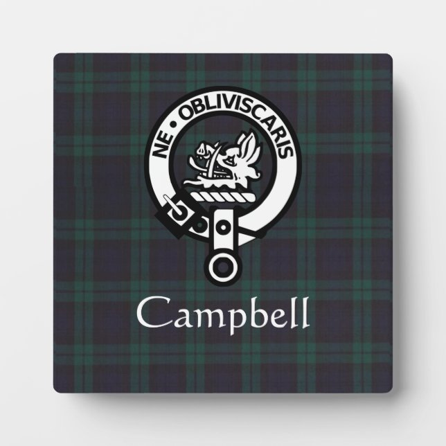Plaque Photo Scottish Campbell Crest Badge & Tartan (Devant)
