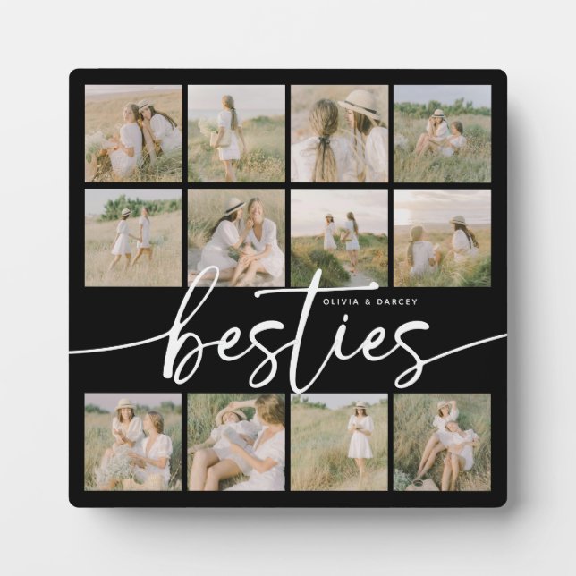 Plaque Photo Script Besties Photo Collage Personalized (Devant)