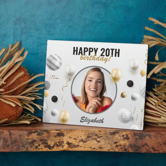 Plaque Photo Script moderne Joyeux anniversaire personnalisé ca (Côté)