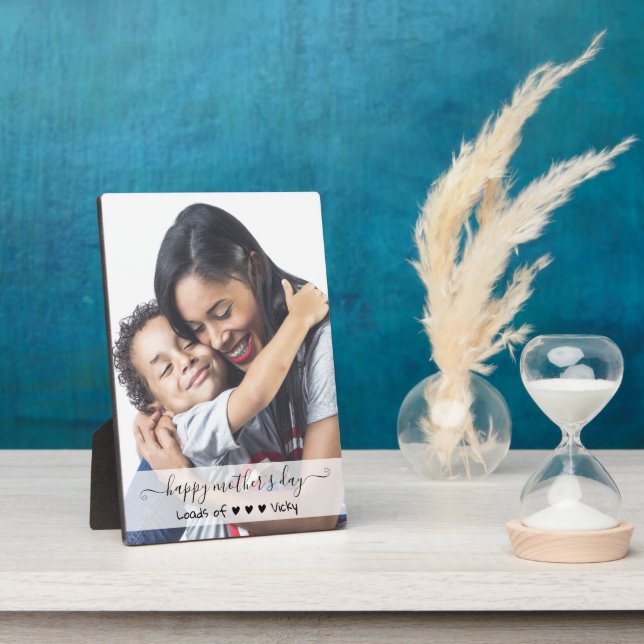 Plaque Photo Script photo personnalisé Joyeuse Fête des mères (Côté)