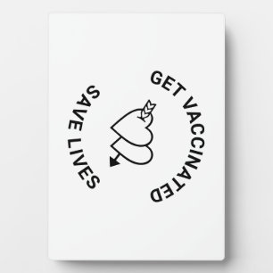 Plaque Photo Se faire vacciner sauver des vies Coeurs blancs no
