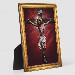 Plaque Photo Seigneur Jésus-Christ sur la Croix Dessin à la cra