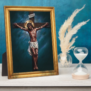 Plaque Photo Seigneur Jésus-Christ sur la Croix Dessin à la cra