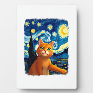 Plaque Photo Selfie de chat orange La nuit étoilée Maman chat A