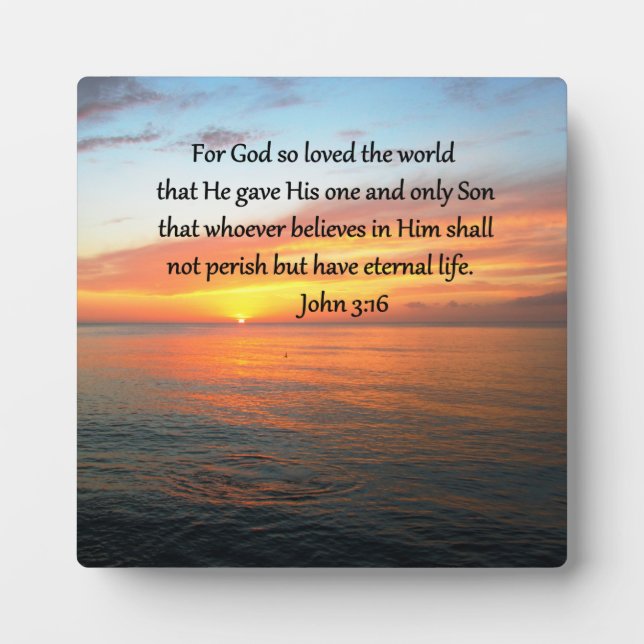 PLAQUE PHOTO SERENE JOHN 3:16 PHOTO DU LEVER (Devant)