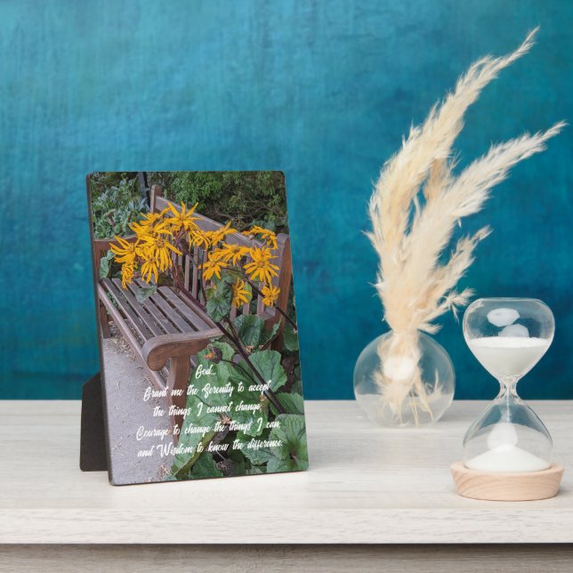 Plaque Photo Sérénité Prière Jardin Banc Floral (Côté)