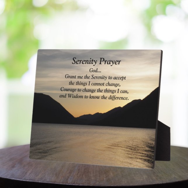Plaque Photo Serenity Prayer Lake Sunset Photo (In Situ)
