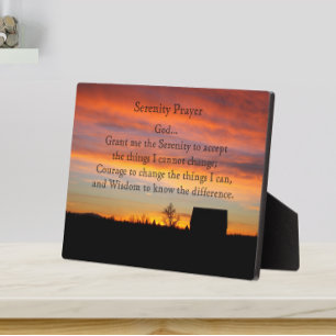 Plaque Photo Serenity Prière Coucher de soleil Silhouette Paysa
