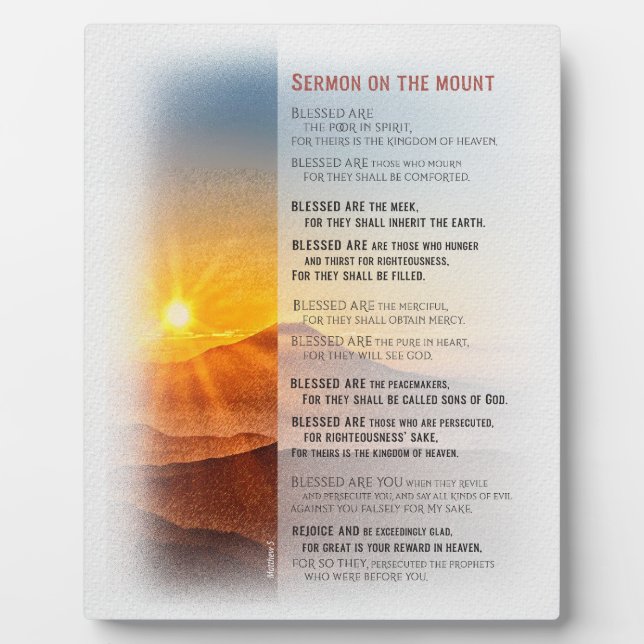 Plaque Photo Sermon de Jésus sur le Mont - Matthieu 5 (Devant)