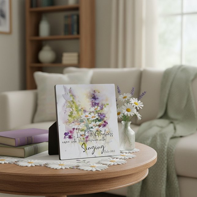 Plaque Photo Servez le Seigneur avec une joie florale  (Créateur téléchargé)